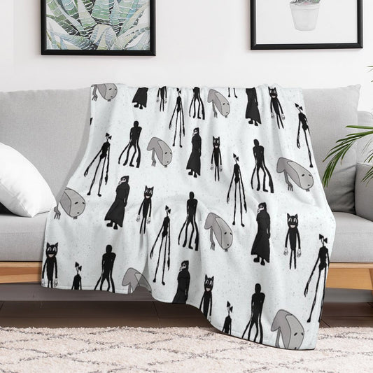Siren Head, Breaking News, Witch Dr, Bridge Worm, Cartoon Cat Throw Blanket