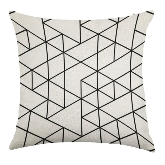 Triangles, Black And White Linen Throw Pillow Cover