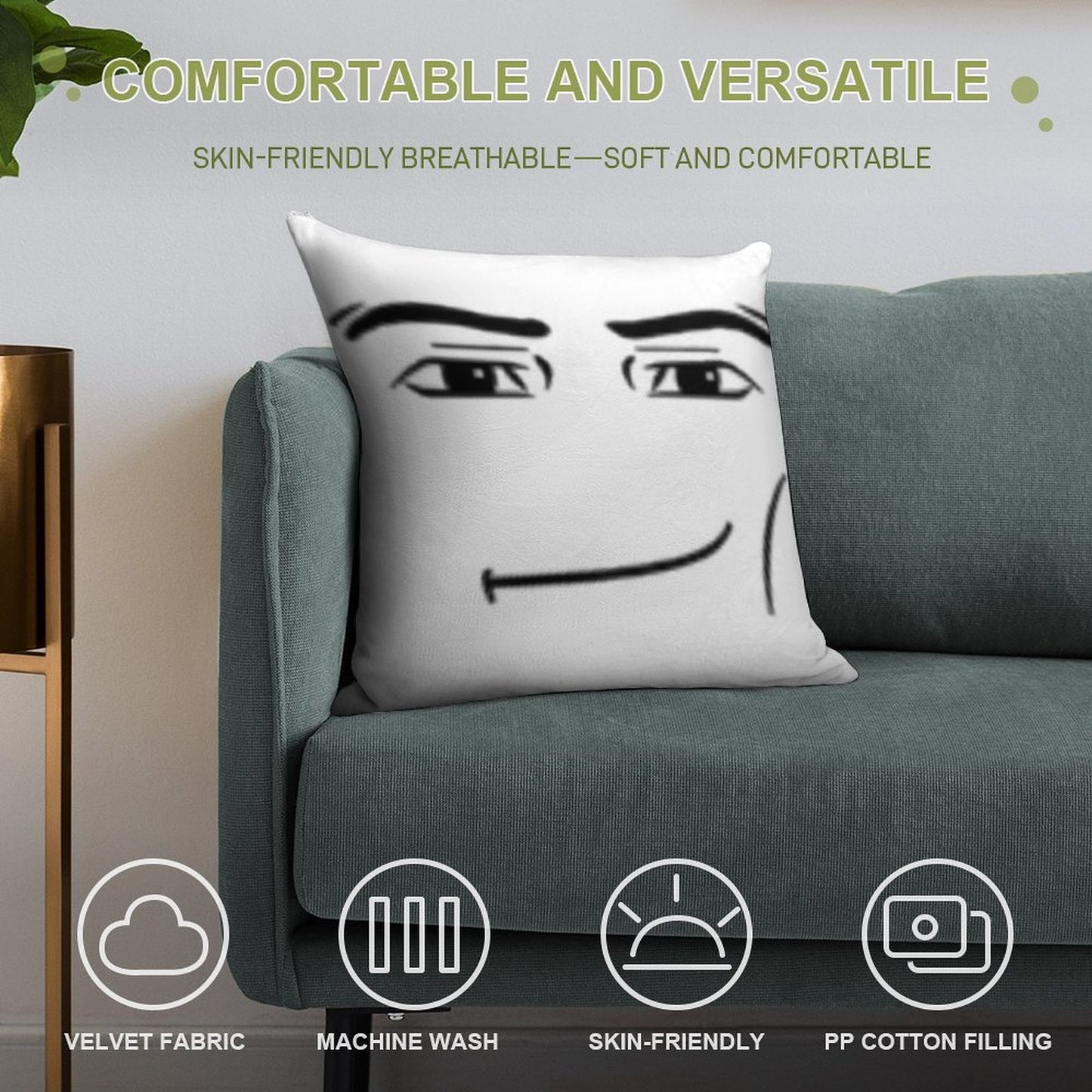 The Man Face Soft Reinforced Edging Throw Pillow