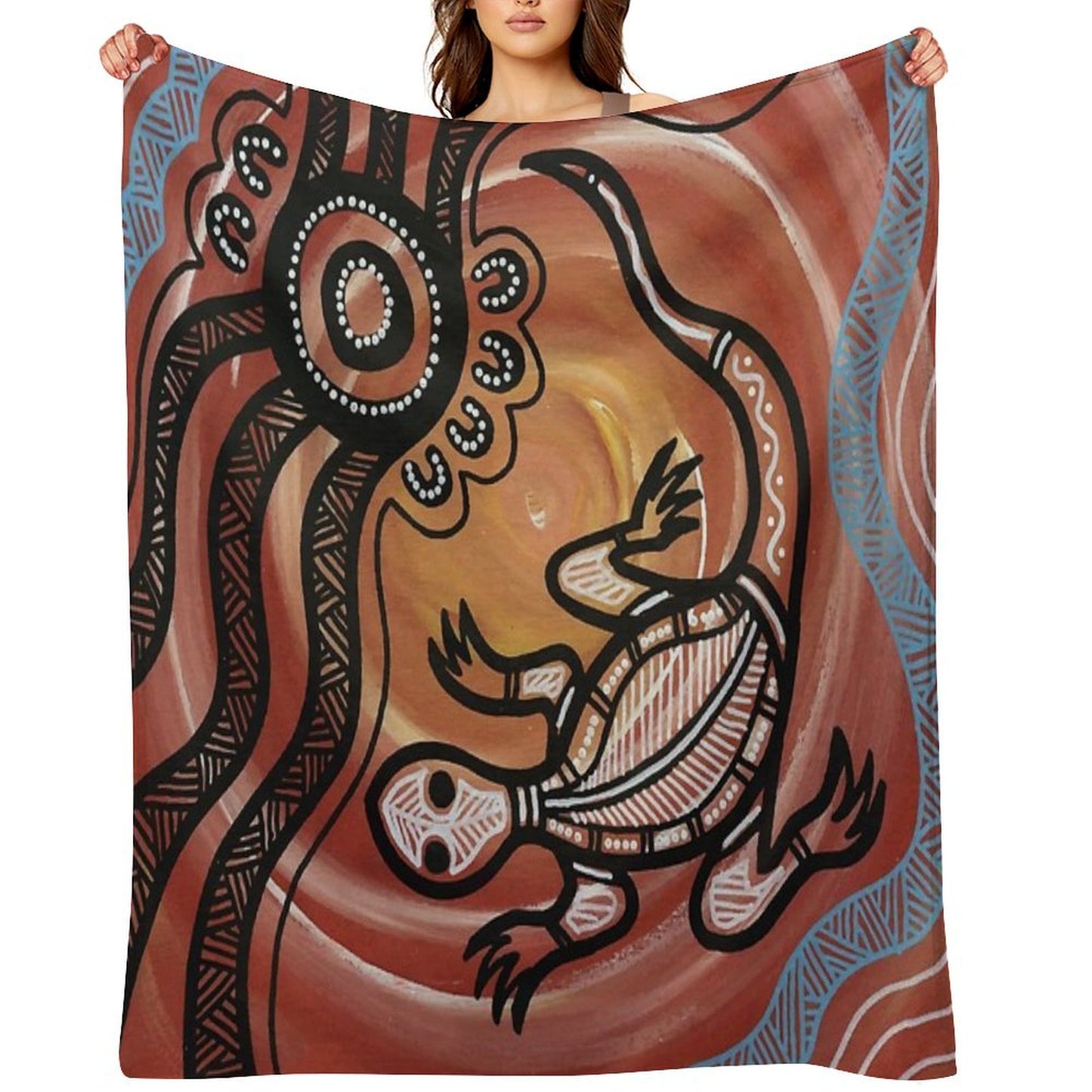 Authentic Aboriginal Art - Lizard Throw Blanket