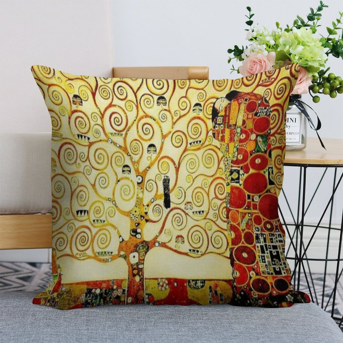 The Tree of Life by Gustav Klimt Art Nouveau Symbolism Linen Throw Pillow Cover