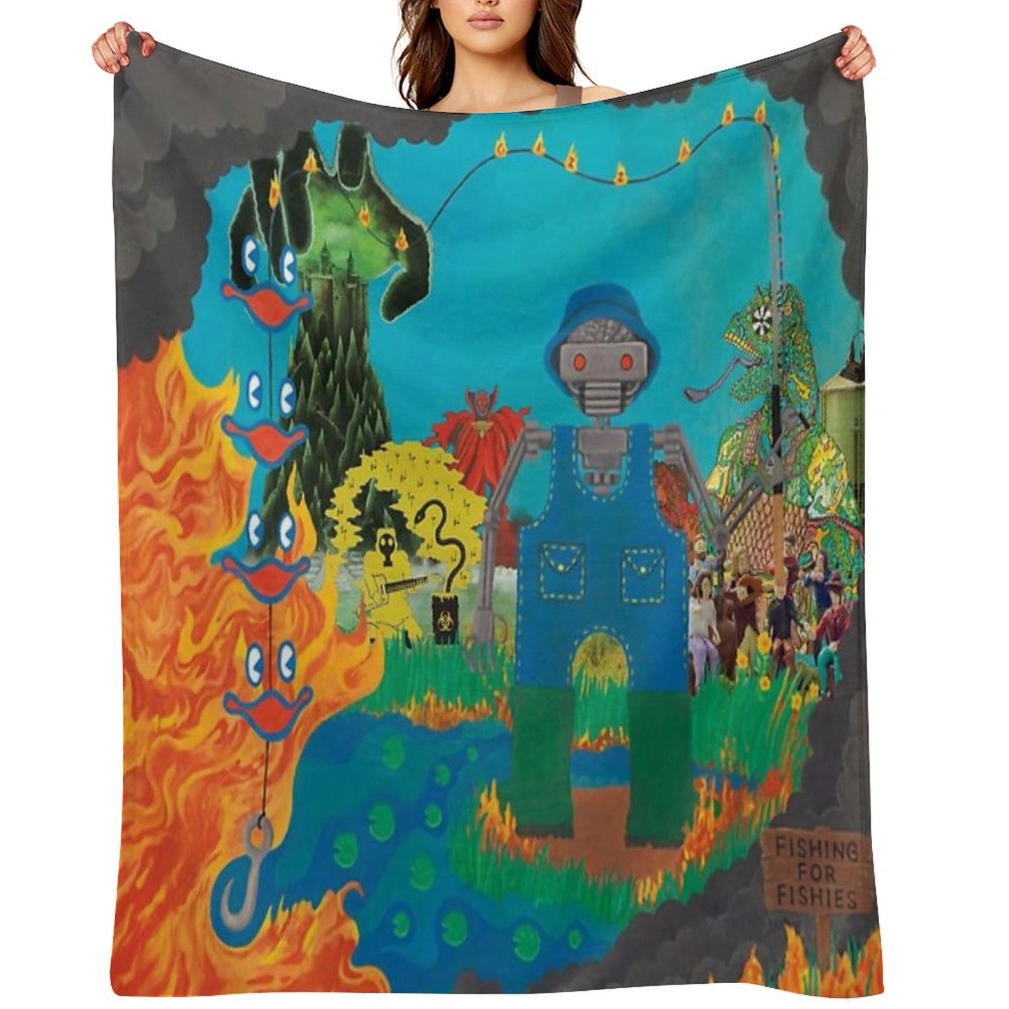 King Gizzard Album Art Collage Throw Blanket