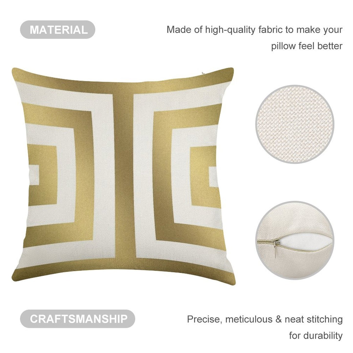 Gold Greek Stripes Linen Throw Pillow Cover