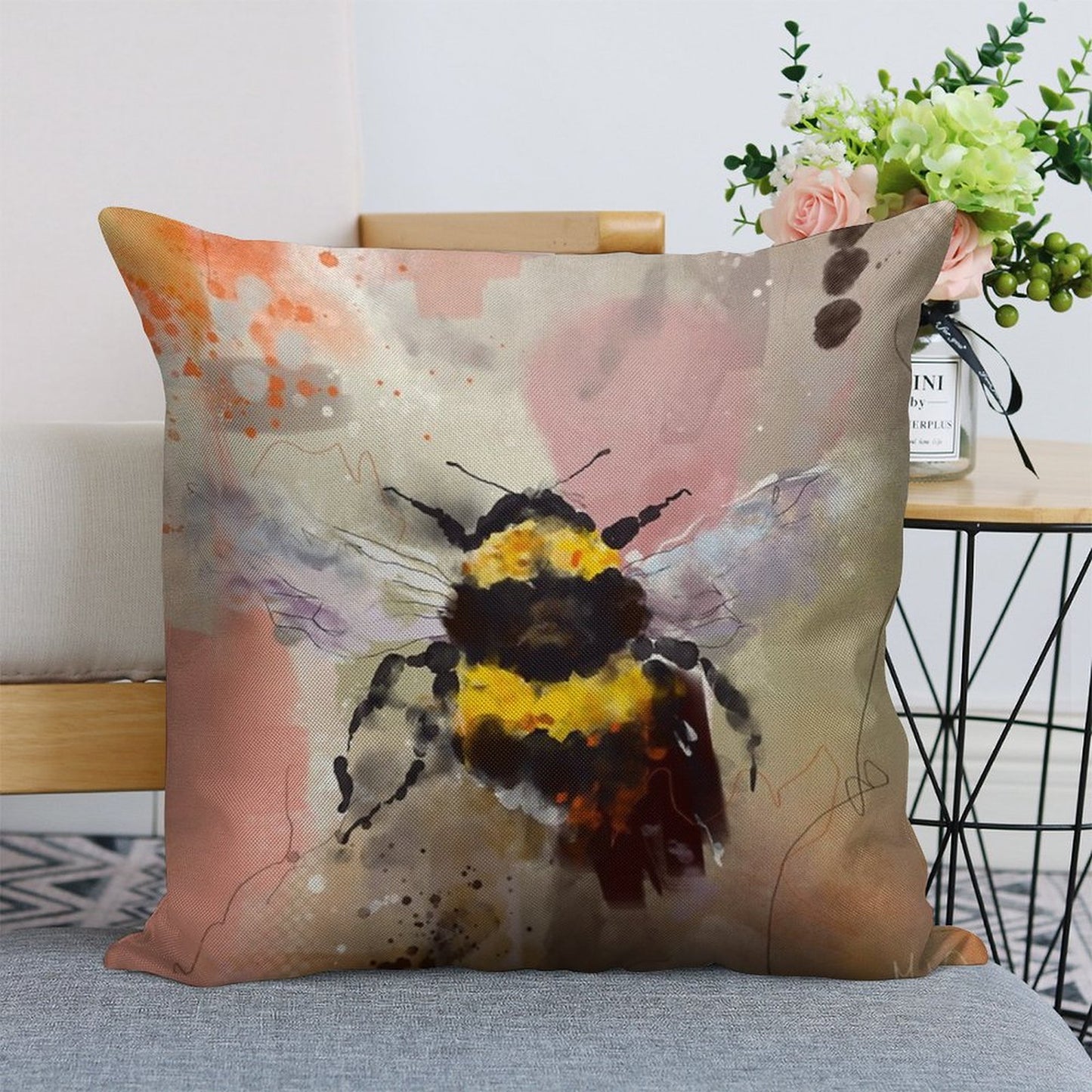 Bees Are Buzzing Linen Throw Pillow Cover