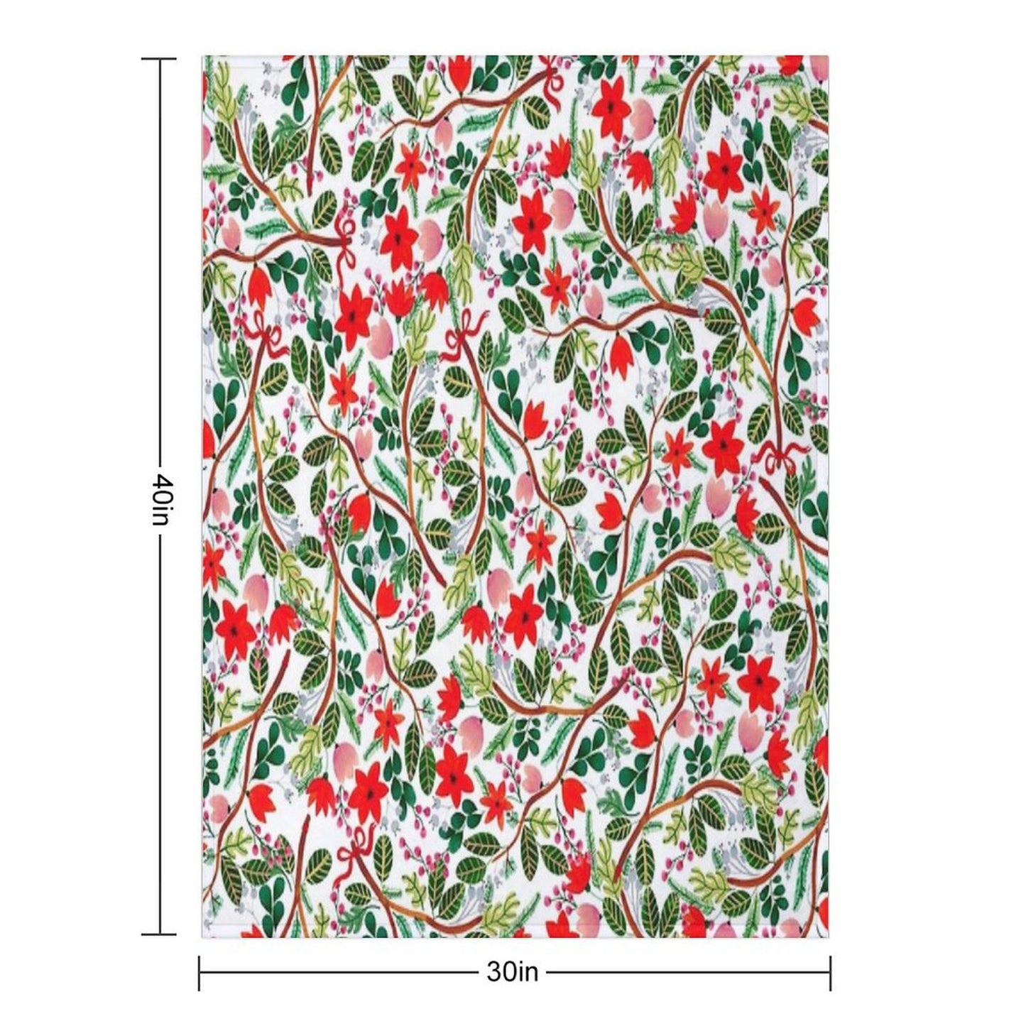 Christmas Floral Pattern Throw Blanket