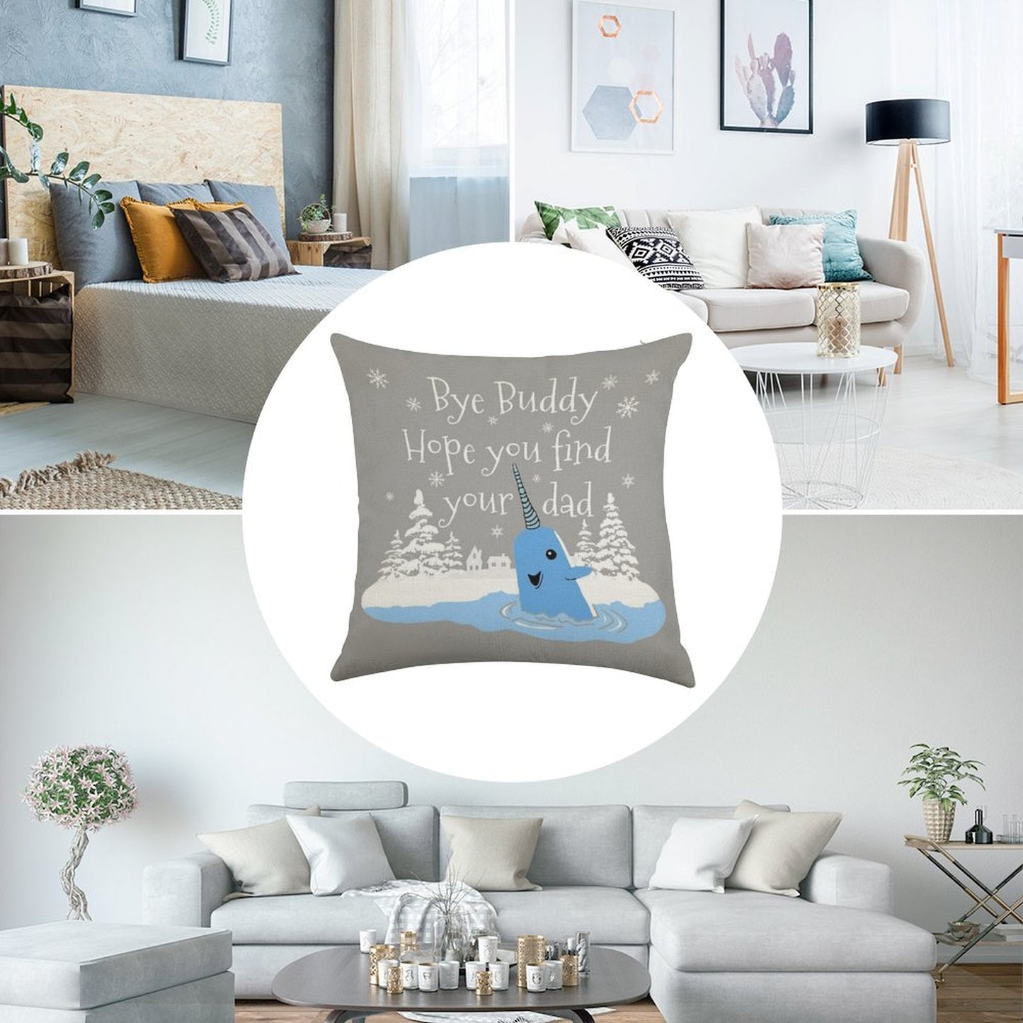 Bye Buddy Hope You Find Your Dad Linen Throw Pillow Cover