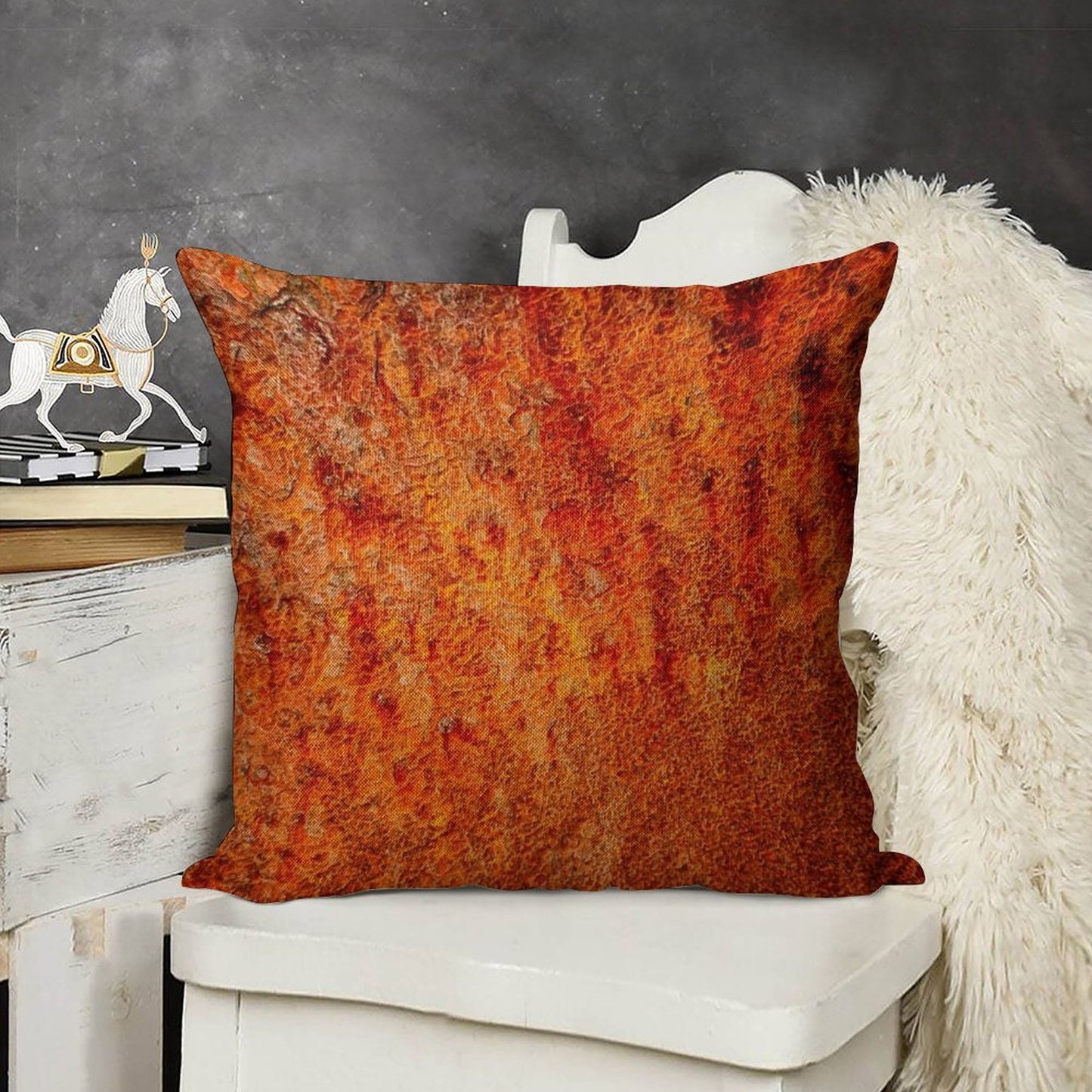 Burnt Orange Linen Throw Pillow Cover