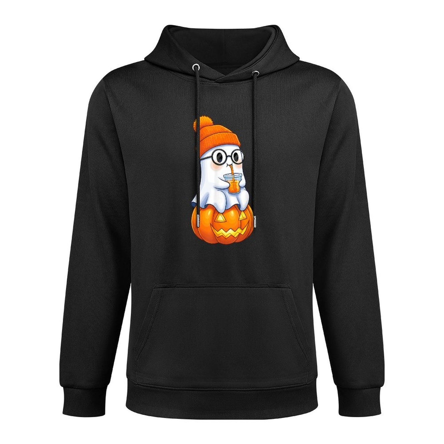 Ghost with Bubble Tea And Pumpkin Halloween Easy Care Hoodie