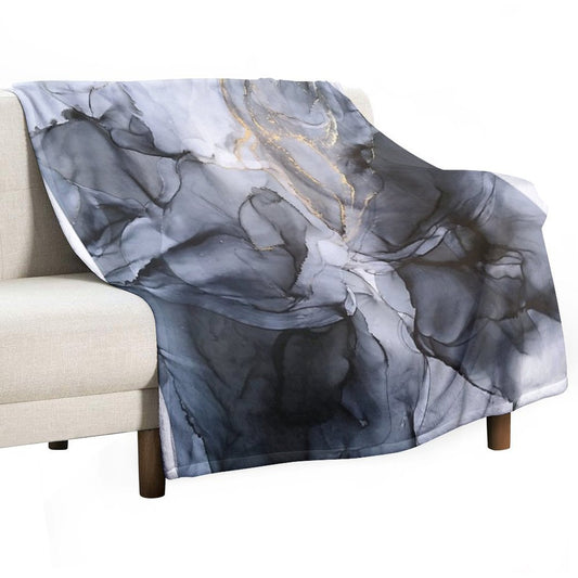 Calm But Dramatic Light Monochromatic Black & Grey Abstract Throw Blanket