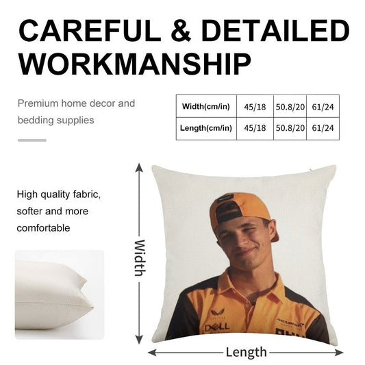 Lando Norris Linen Throw Pillow Cover