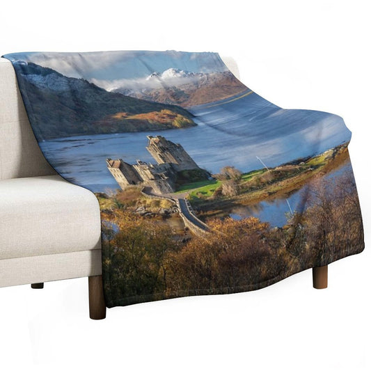Isle of Skye And Eilean Donan Castle in Autumn. Scotland Throw Blanket