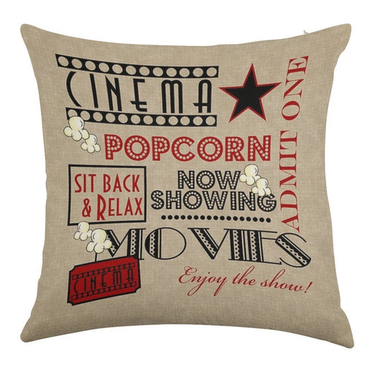 Movie Theater Cinema Admit One Ticket Pillow-Red Linen Throw Pillow Cover