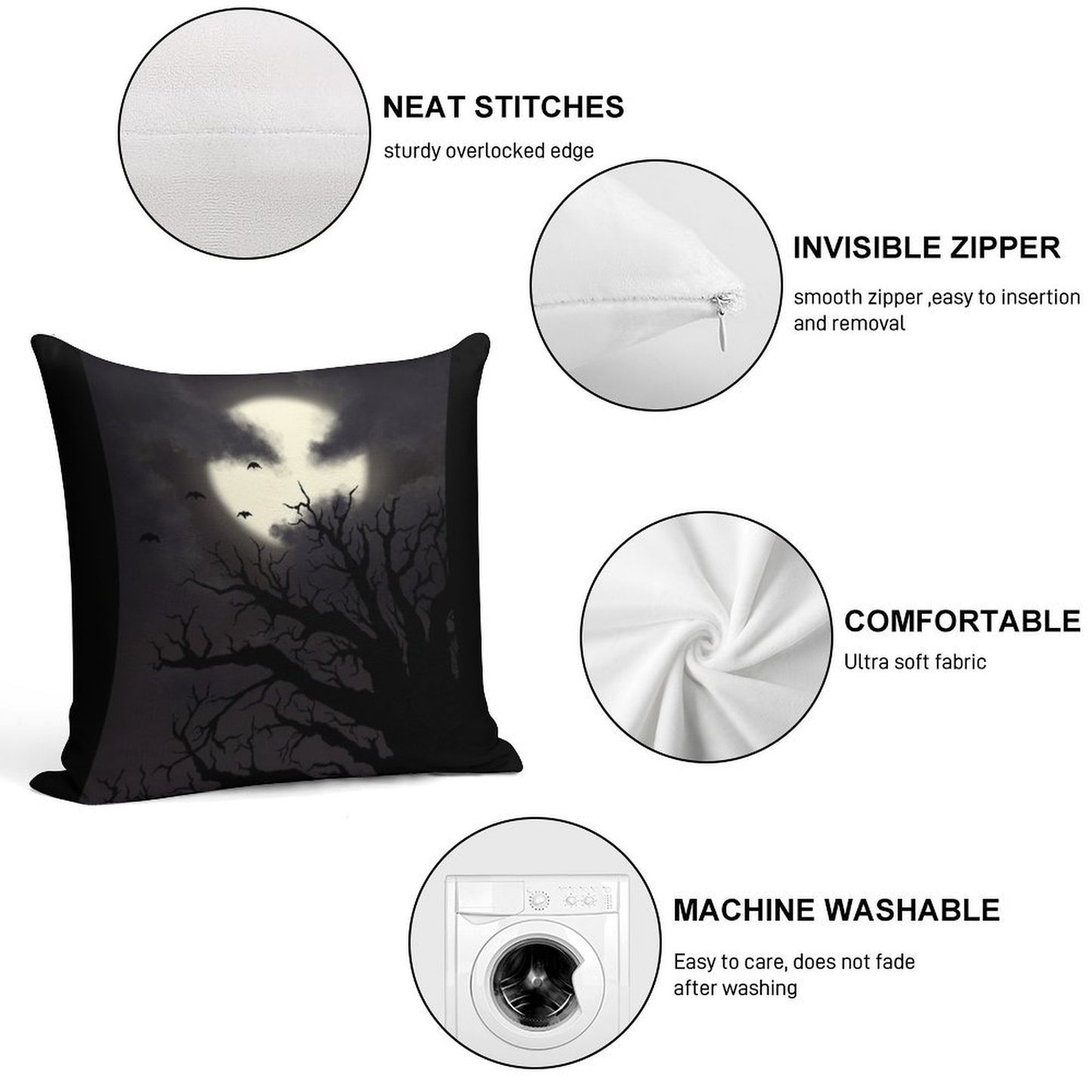 Spooky Night Sky Soft Durable Construction Throw Pillow