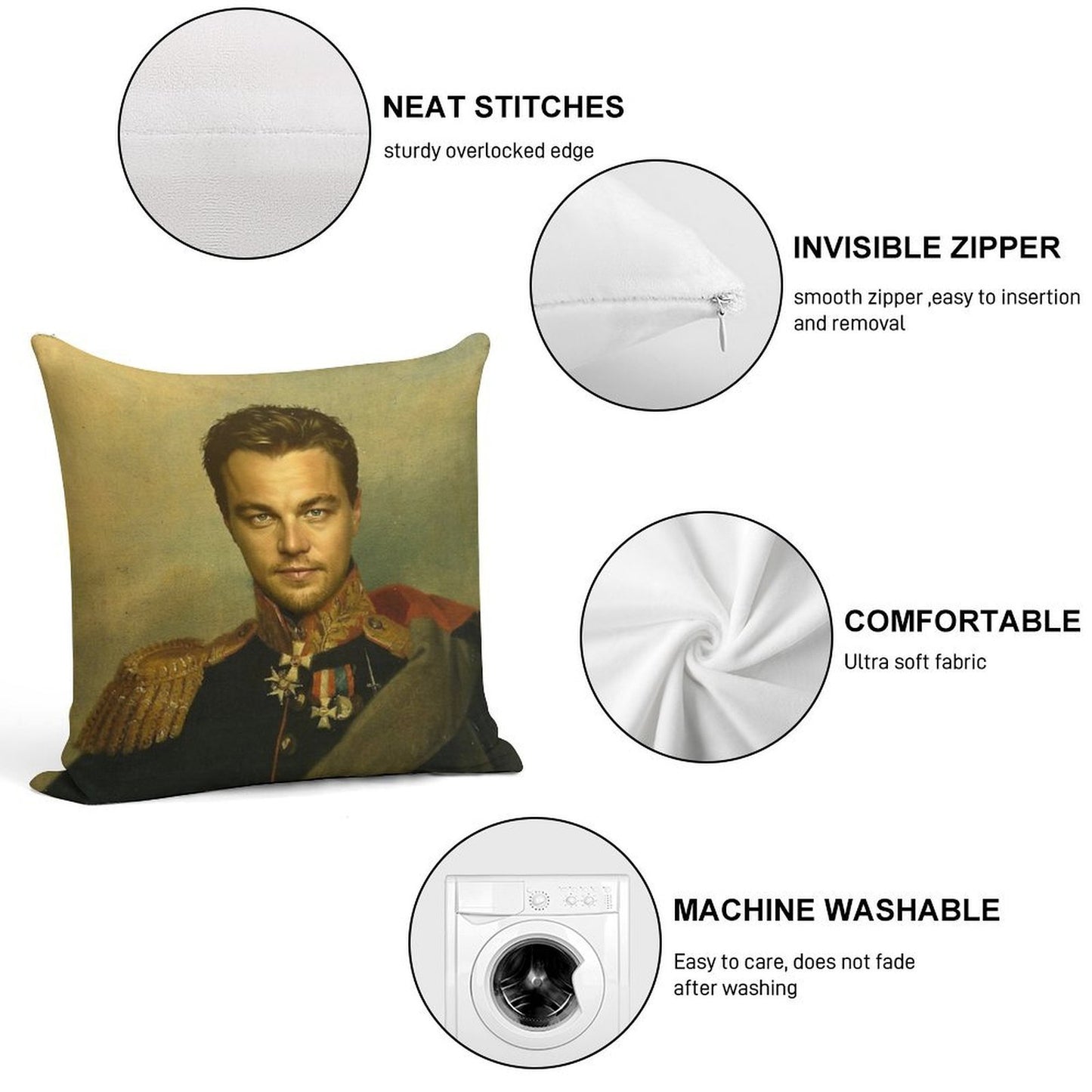 Leonardo Dicaprio - Replaceface Soft Gift Ready Throw Pillow