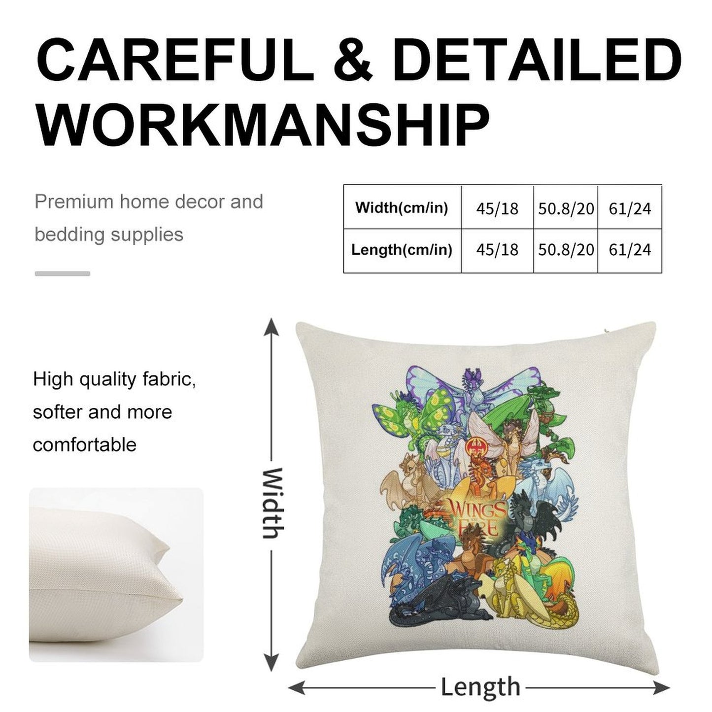 Wings of Fire Linen Throw Pillow Cover