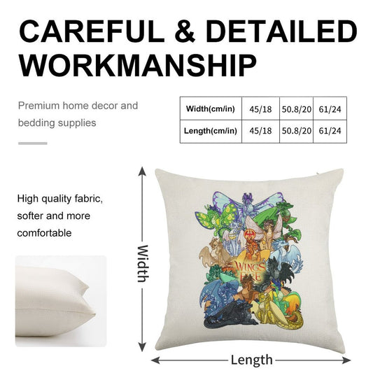 Wings of Fire Linen Throw Pillow Cover