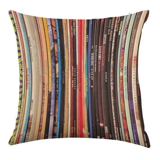 Indie Rock Vinyl Records Linen Throw Pillow Cover
