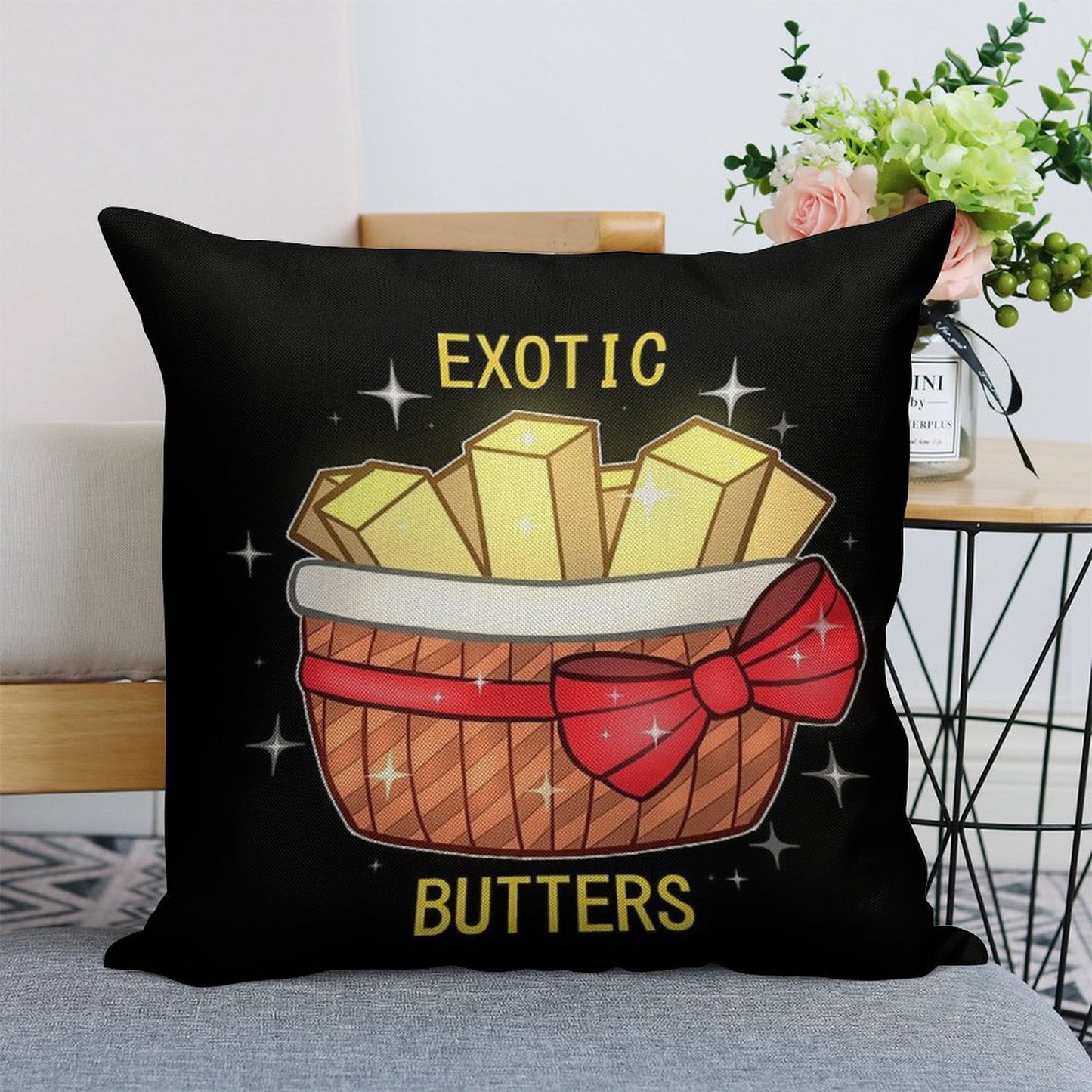 FNAF Exotic Butters Linen Throw Pillow Cover