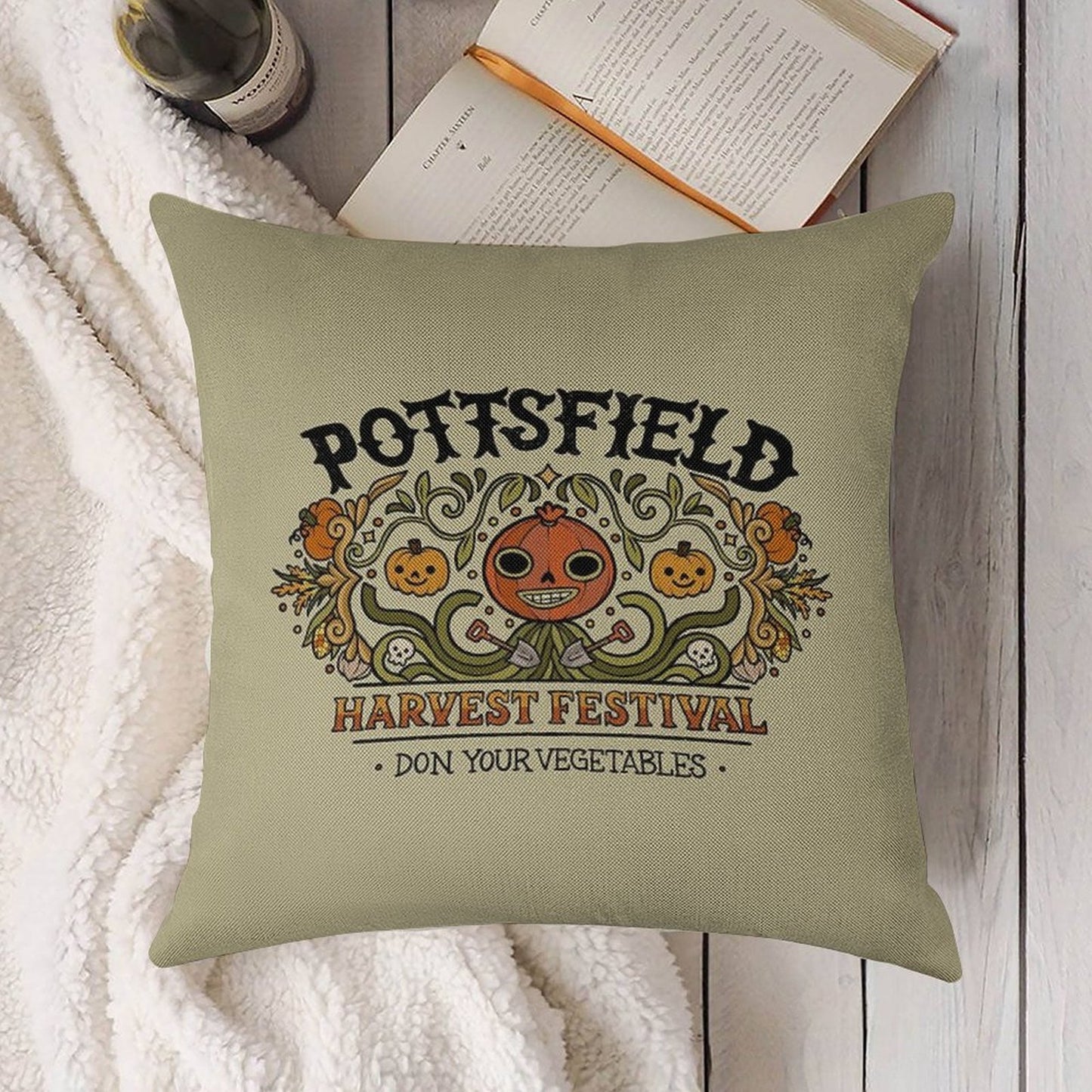 Pottsfield Harvest Festival Linen Throw Pillow Cover