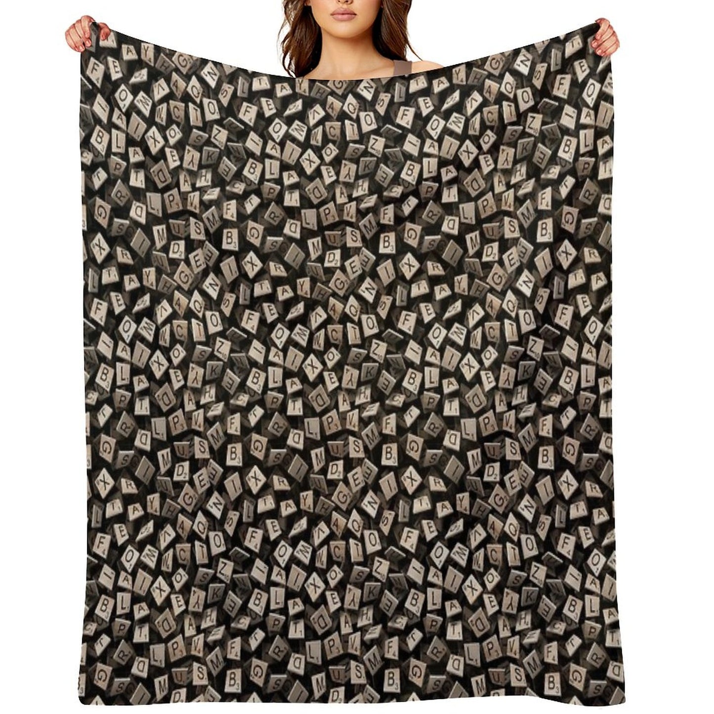 Scrabble Tile Madness Pattern Throw Blanket