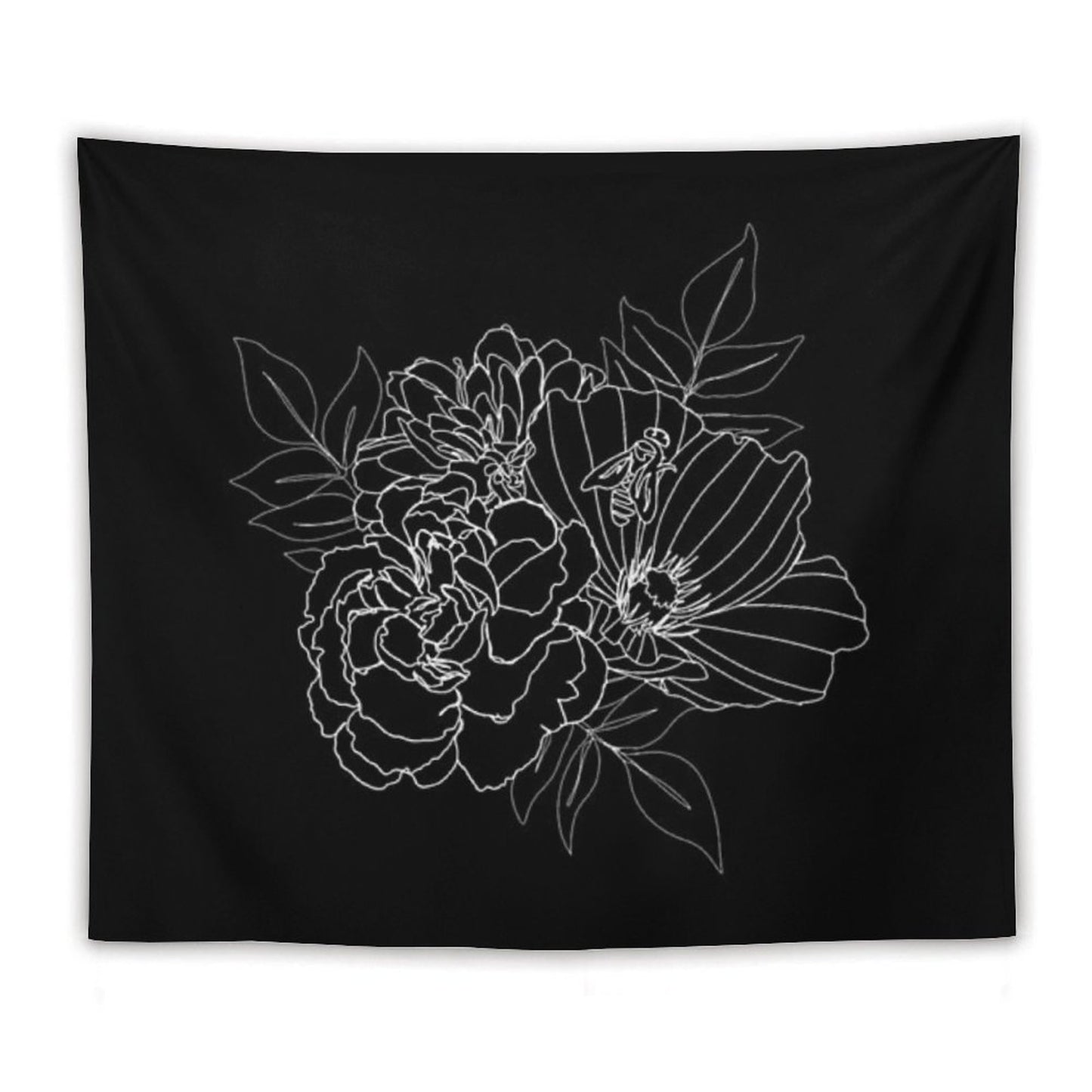 Black Floral Arrangment Tapestry