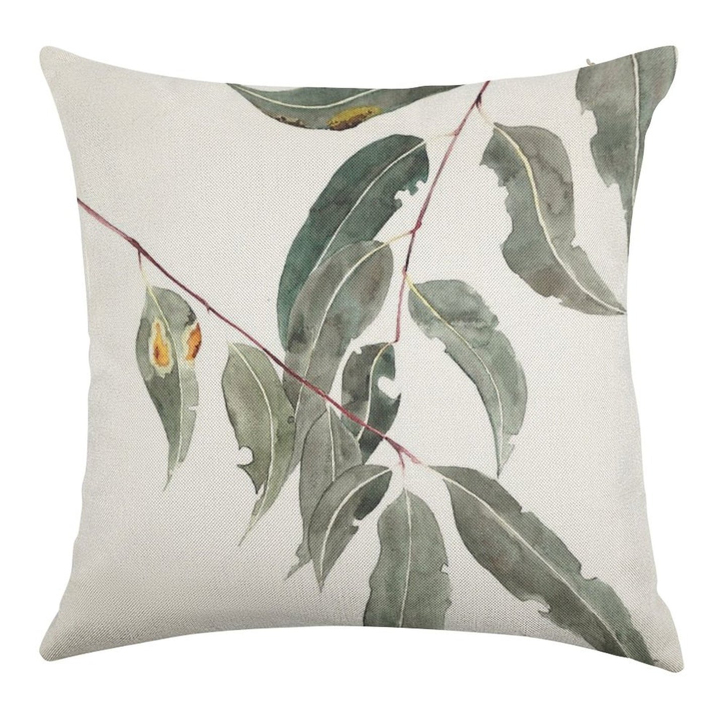 Gum Leaves Watercolour Australian Native Linen Throw Pillow Cover