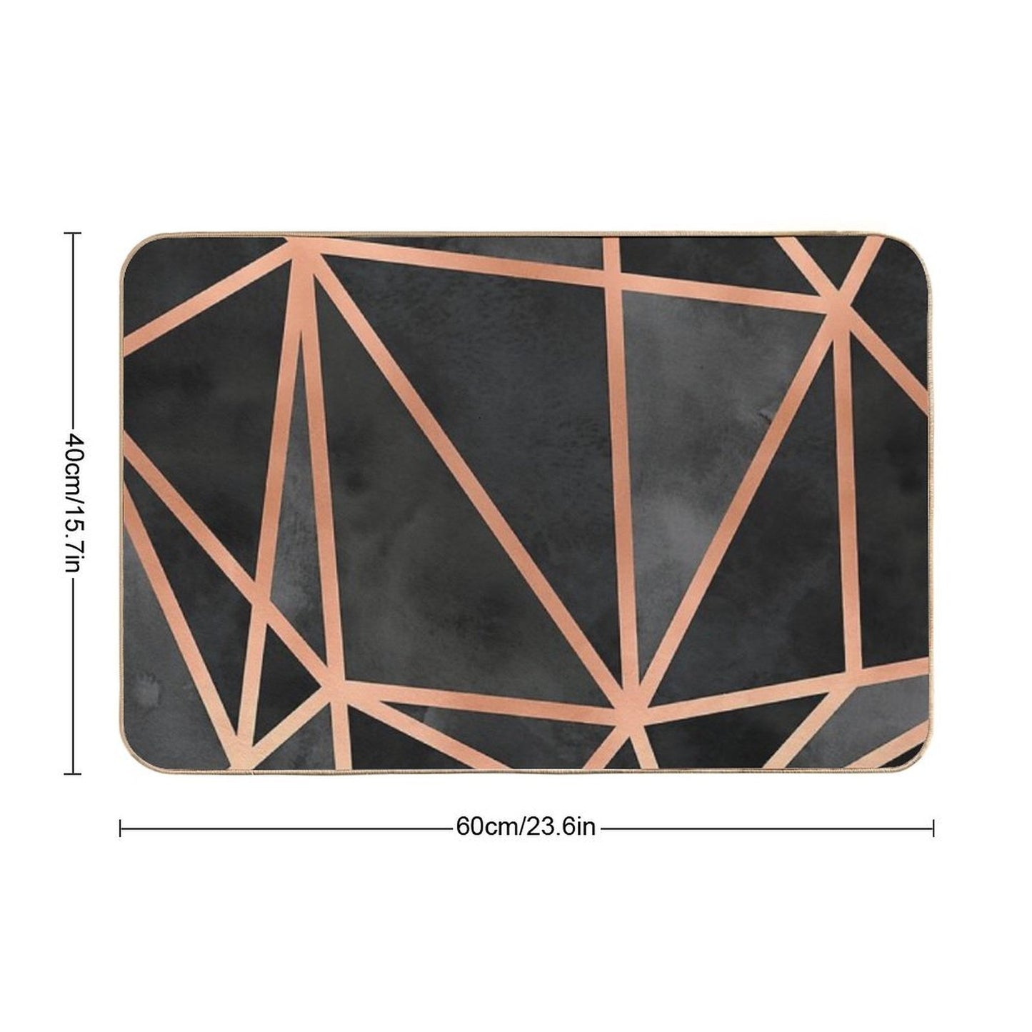 Black And Copper Geo Non-Slip Bath Mat