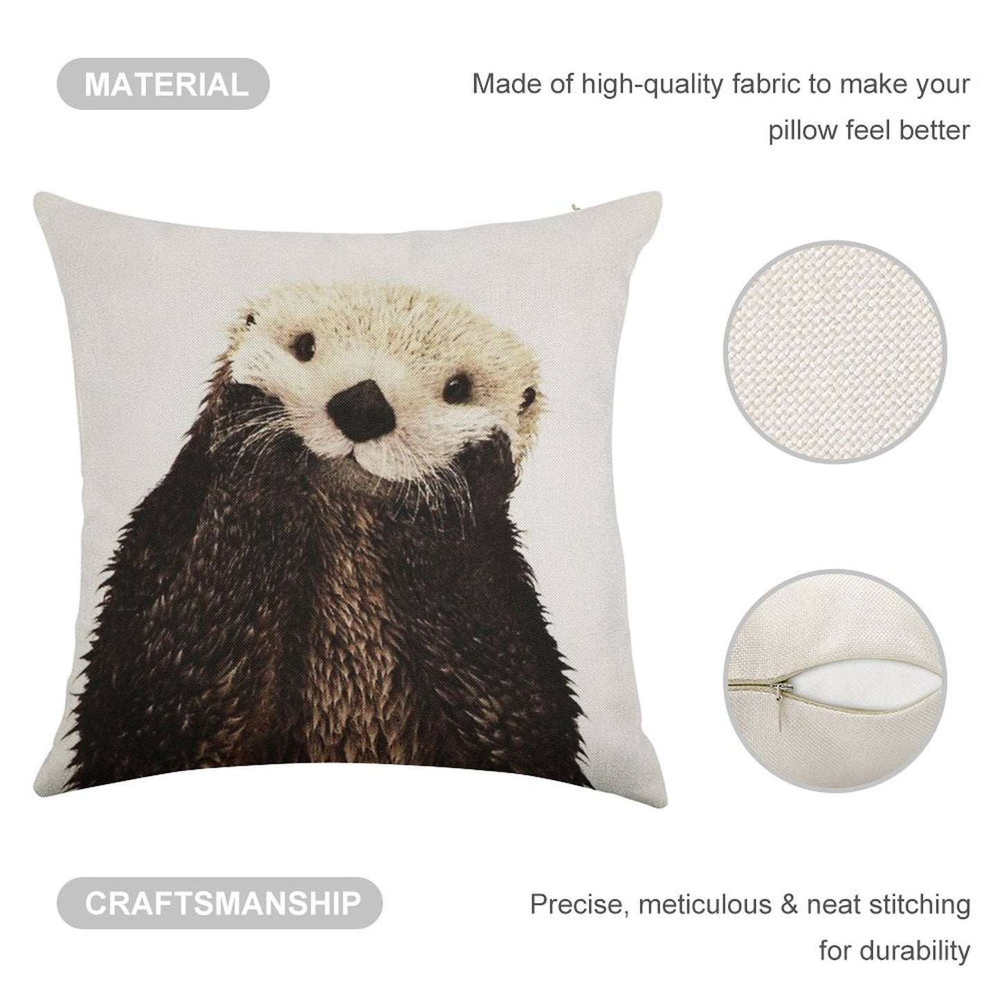 Otters Gonna Ott Linen Throw Pillow Cover