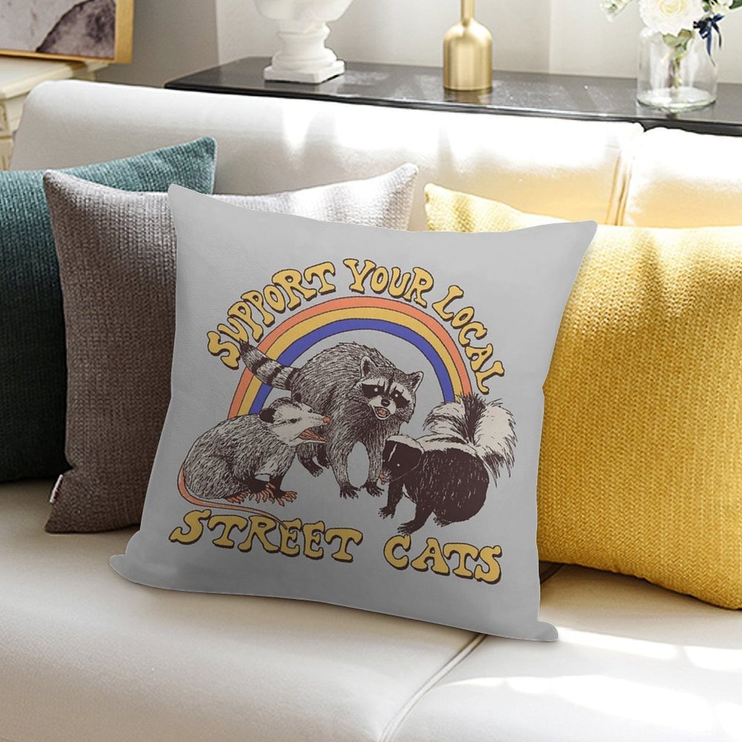 Street Cats Soft Luxury Feel Throw Pillow