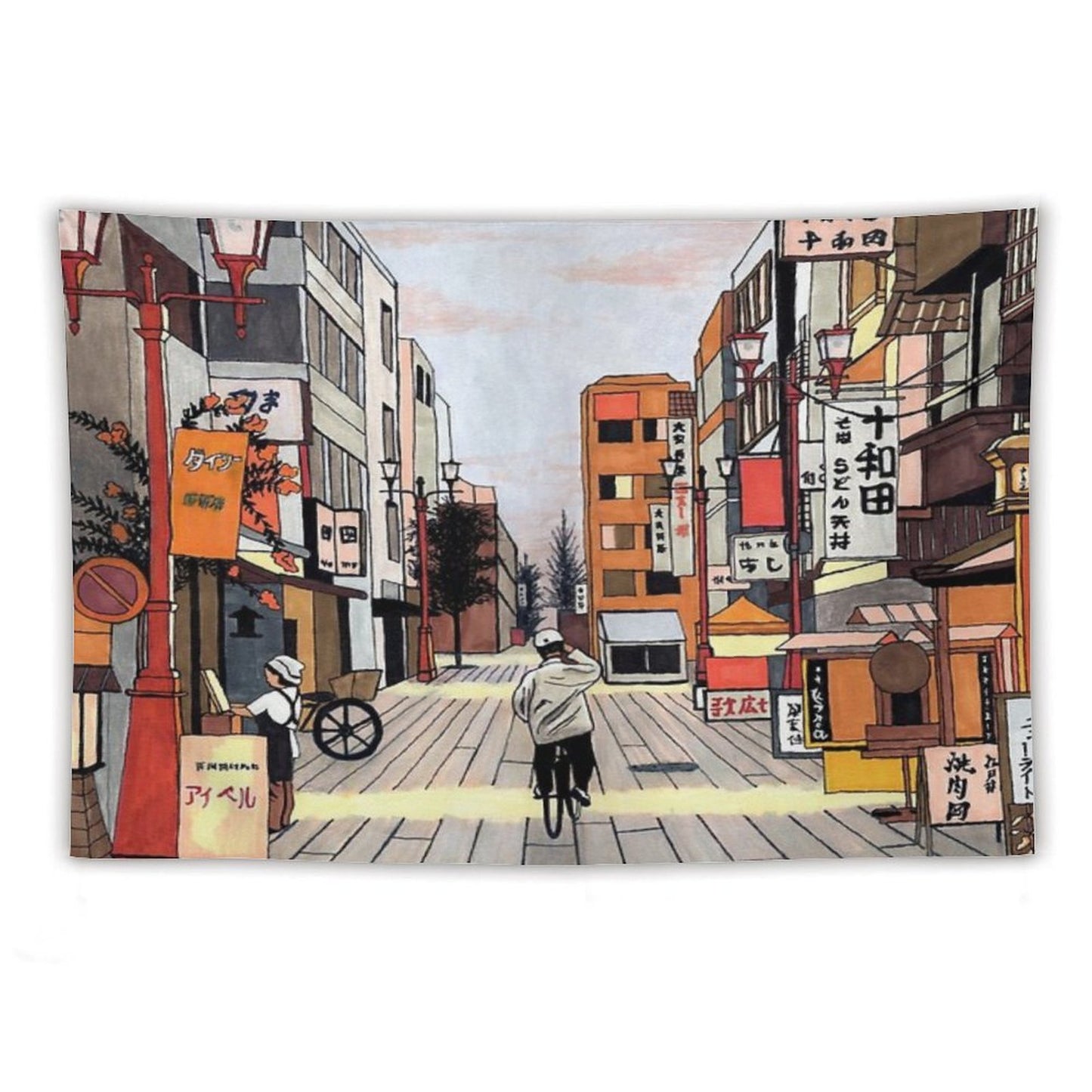 Early Morning Ride in Japan Tapestry