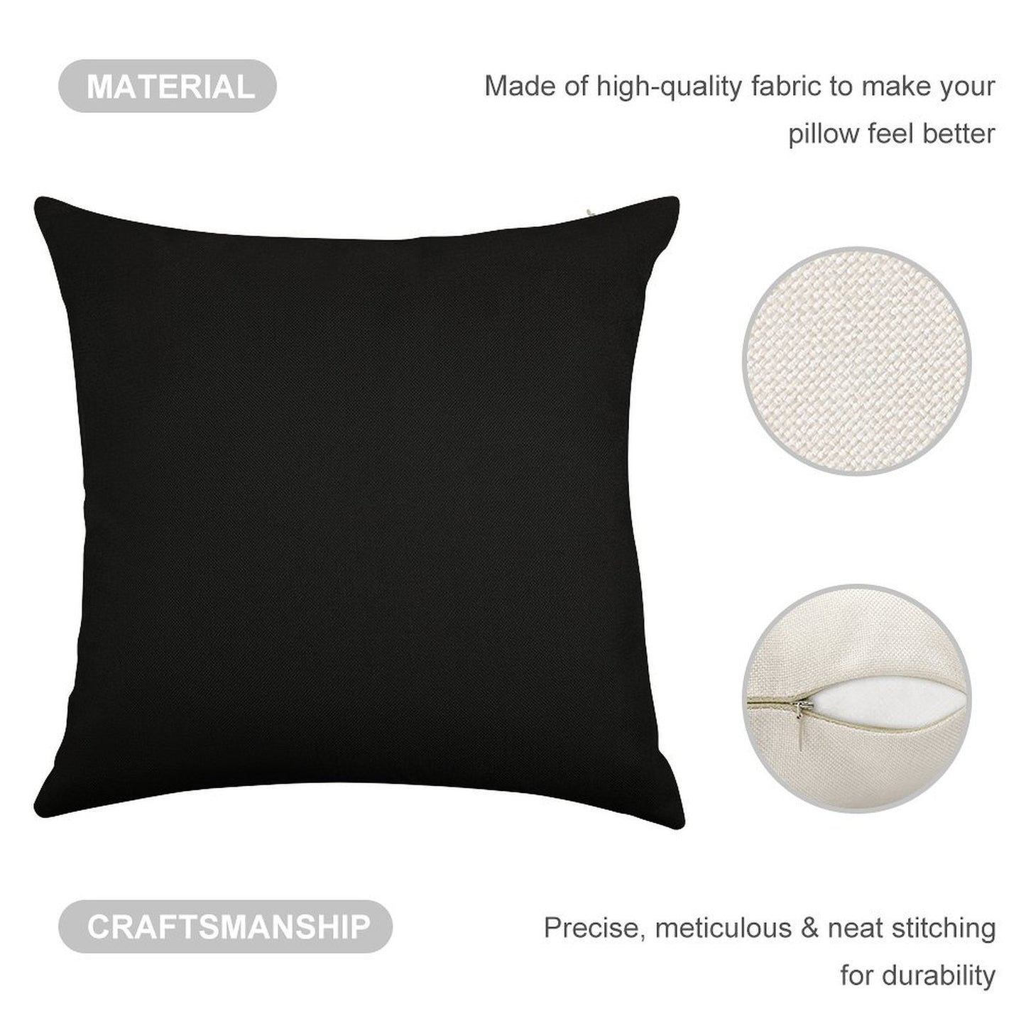 Black Linen Throw Pillow Cover