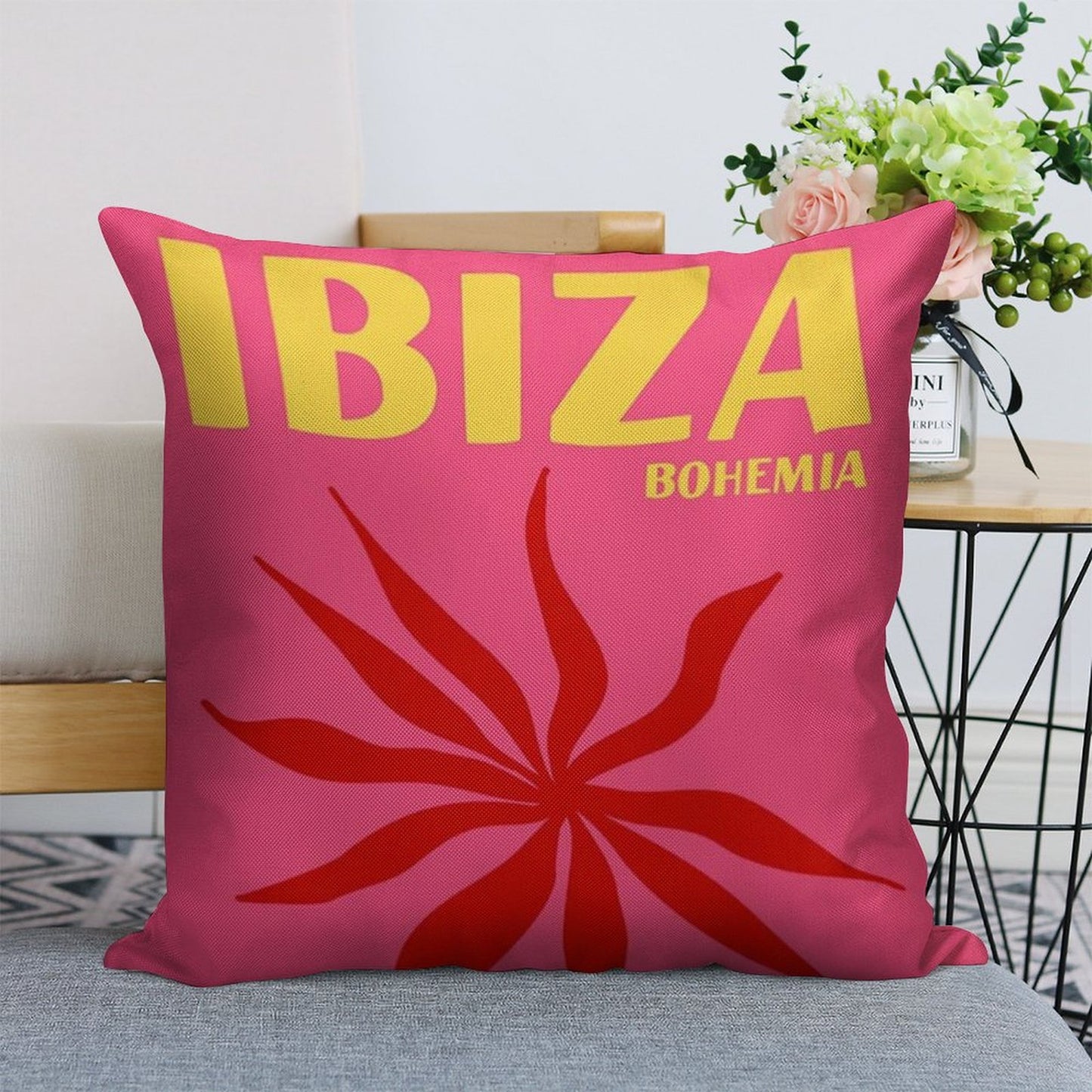 Ibiza Bohemia Print Linen Throw Pillow Cover