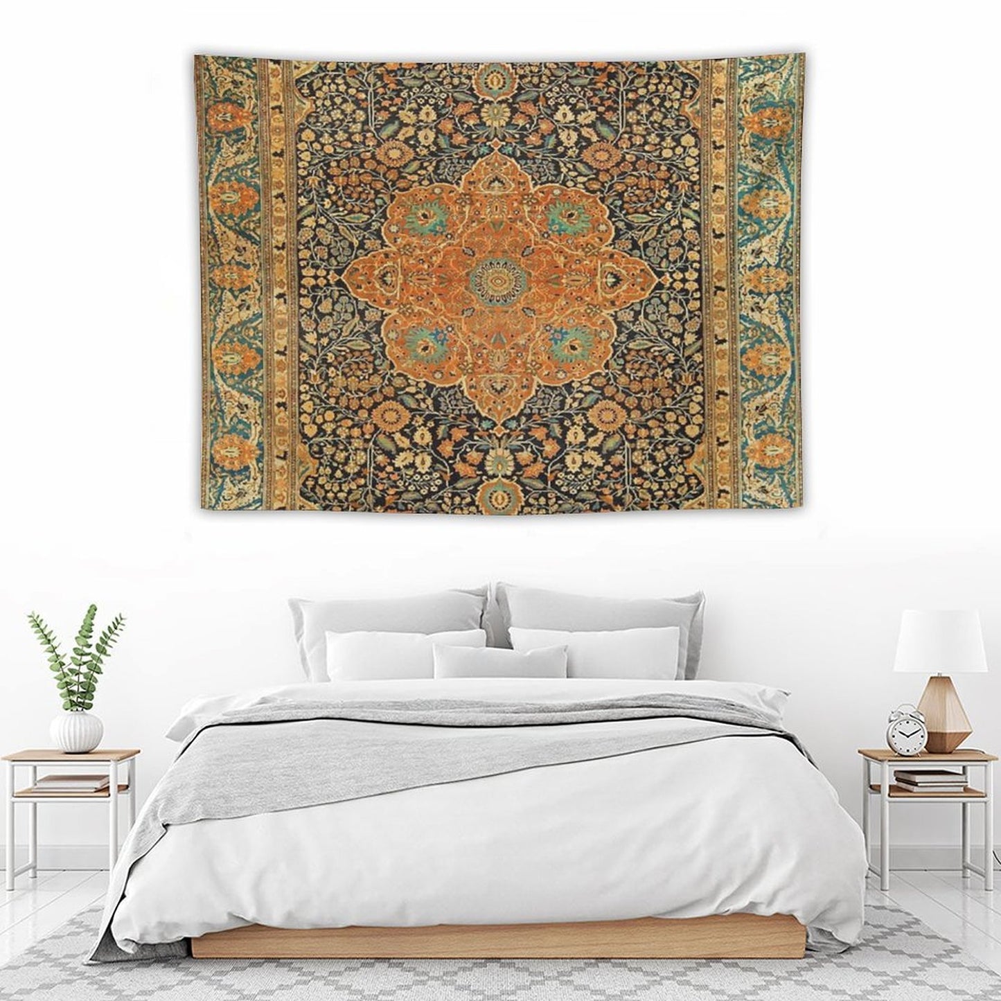 Antique Mohtashem Kashan Persian Rug Print Tapestry