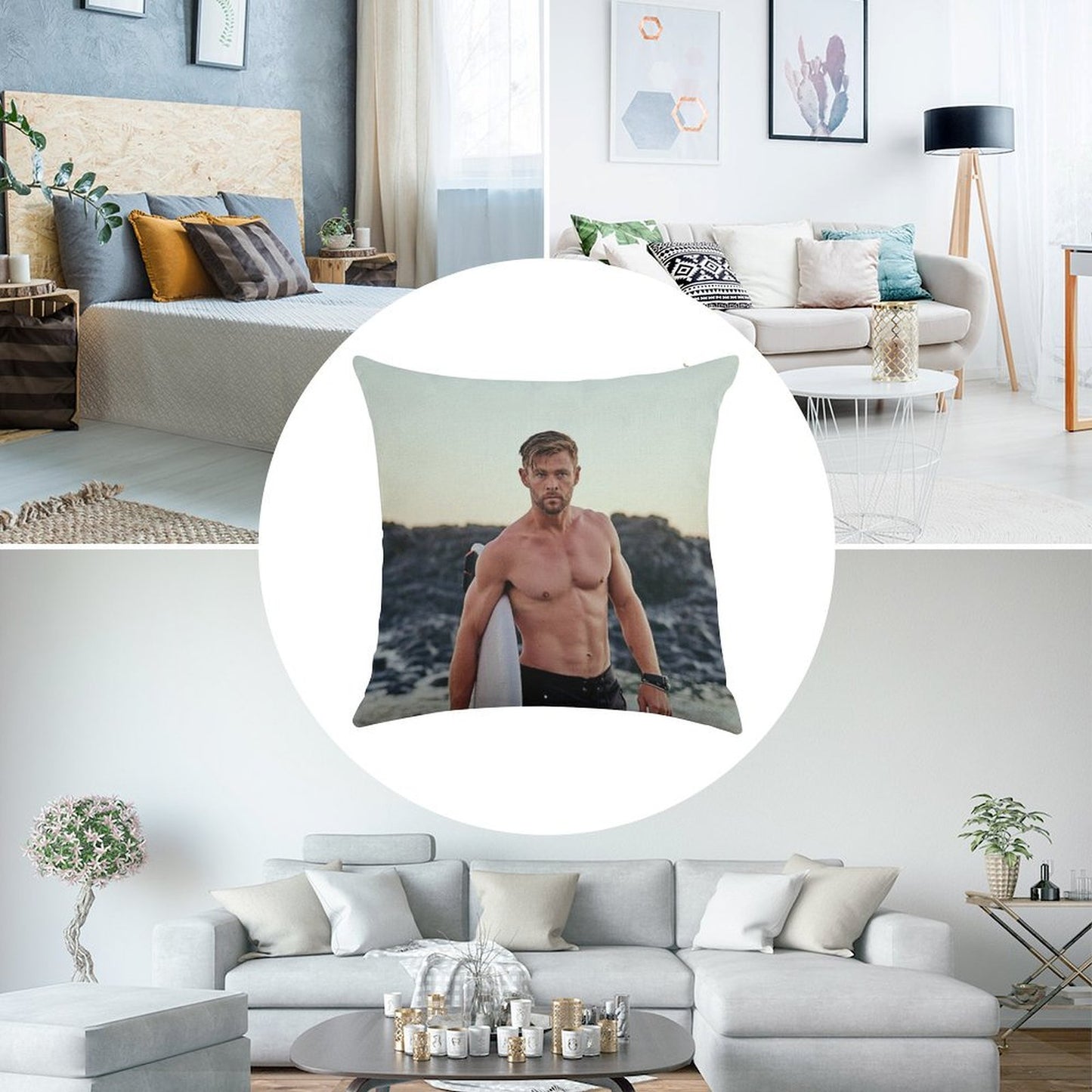 Chris Hemsworth Linen Throw Pillow Cover