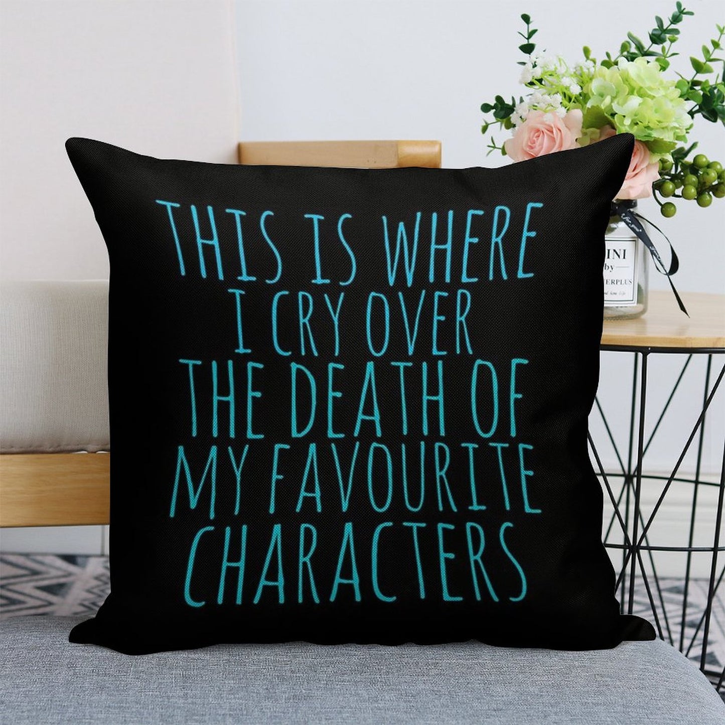A Pillow to Cry over The Death of Favourite Characters Linen Throw Pillow Cover