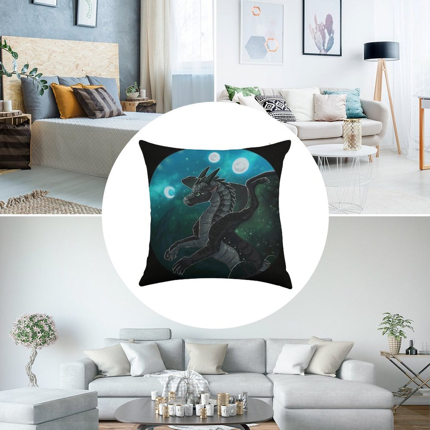 Wings of Fire - Moonwatcher Linen Throw Pillow Cover