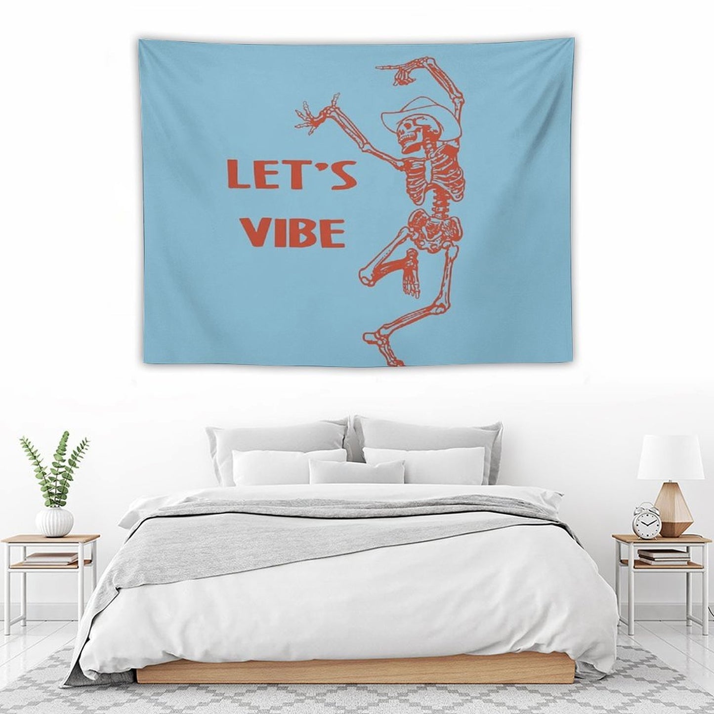 Let's Vibe Cowboy Skeleton Tapestry