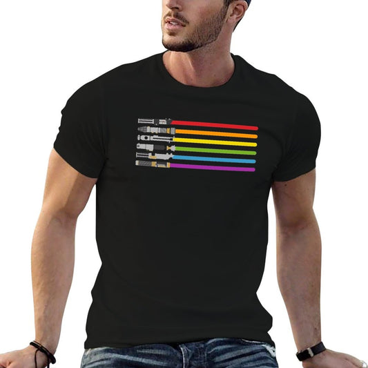 Lightsaber Rainbow Heathered Texture T-Shirt