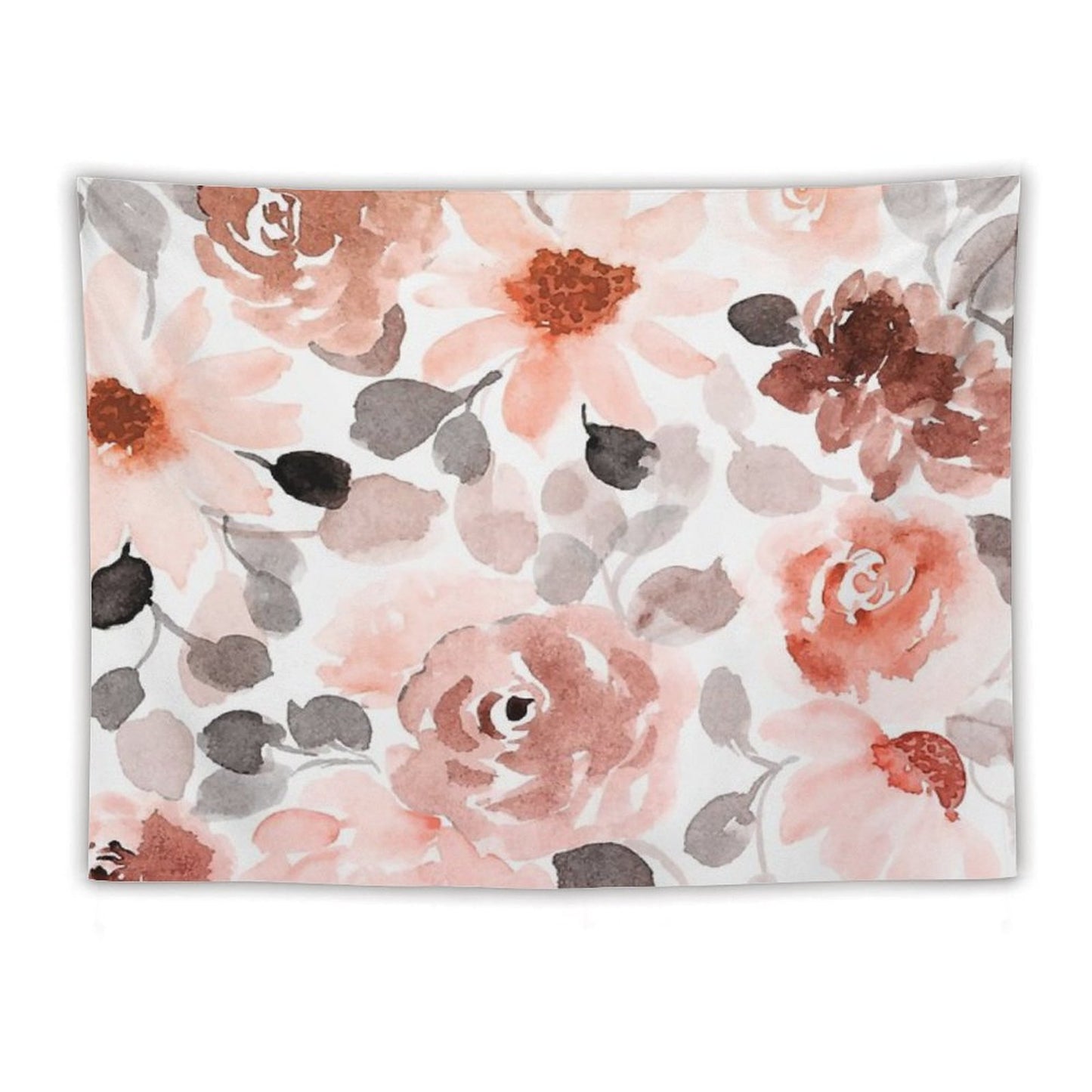Floral, Watercolor, Soft, Pastel, Rose Gold, Blush Pink And Gray Tapestry