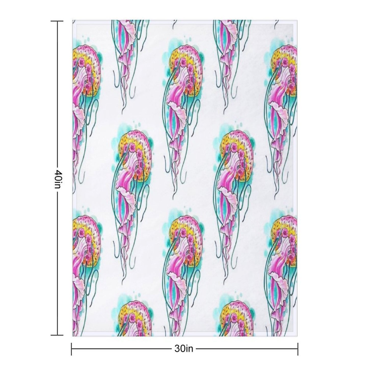 Floral Jellyfish Watercolour Throw Blanket