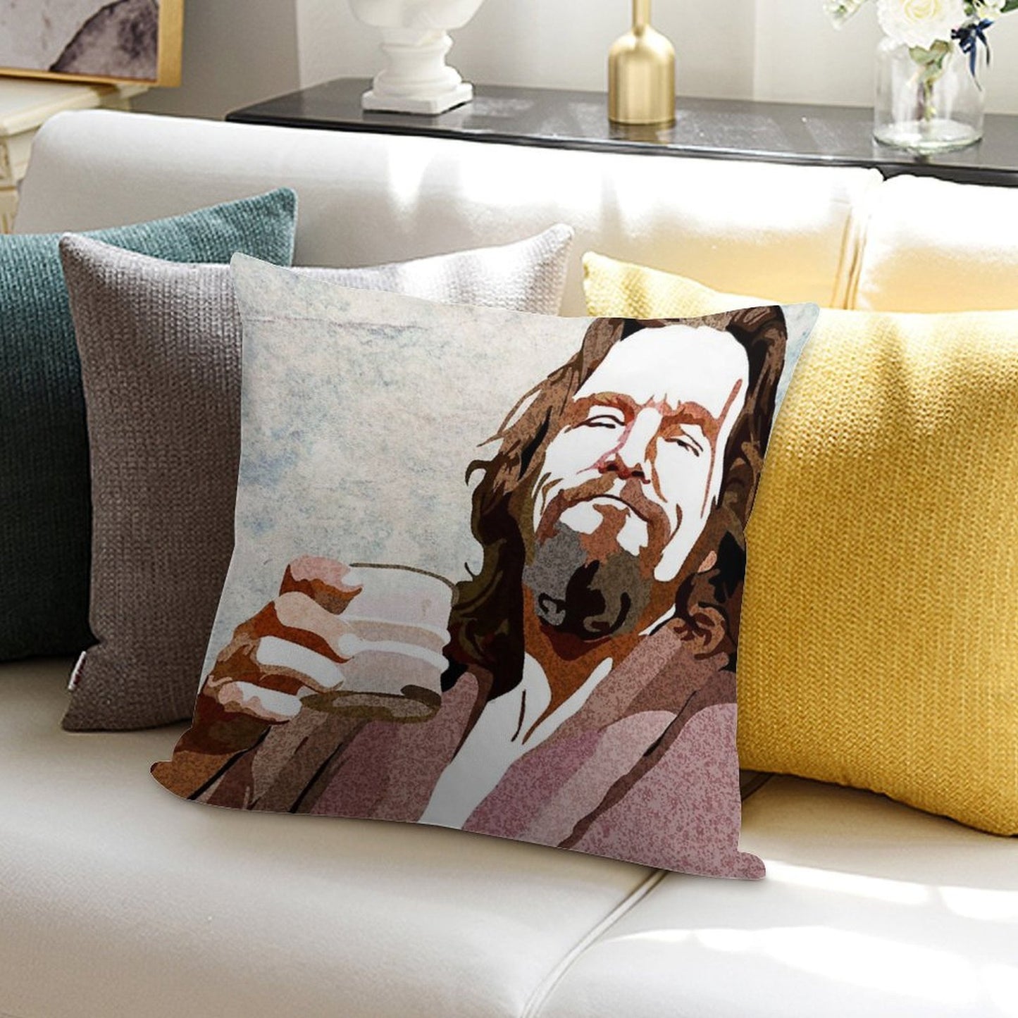 Big Lebowski DUDE Portrait Soft Anti-Pilling Throw Pillow