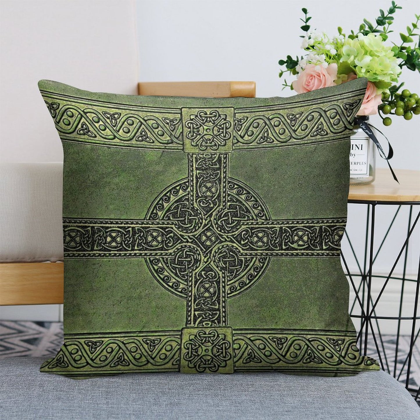 Celtic Knotwork Linen Throw Pillow Cover