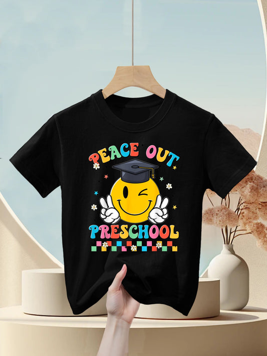 Peace Out Preschool Graduation Last Day Teachers Boys Girls Kids T-Shirt