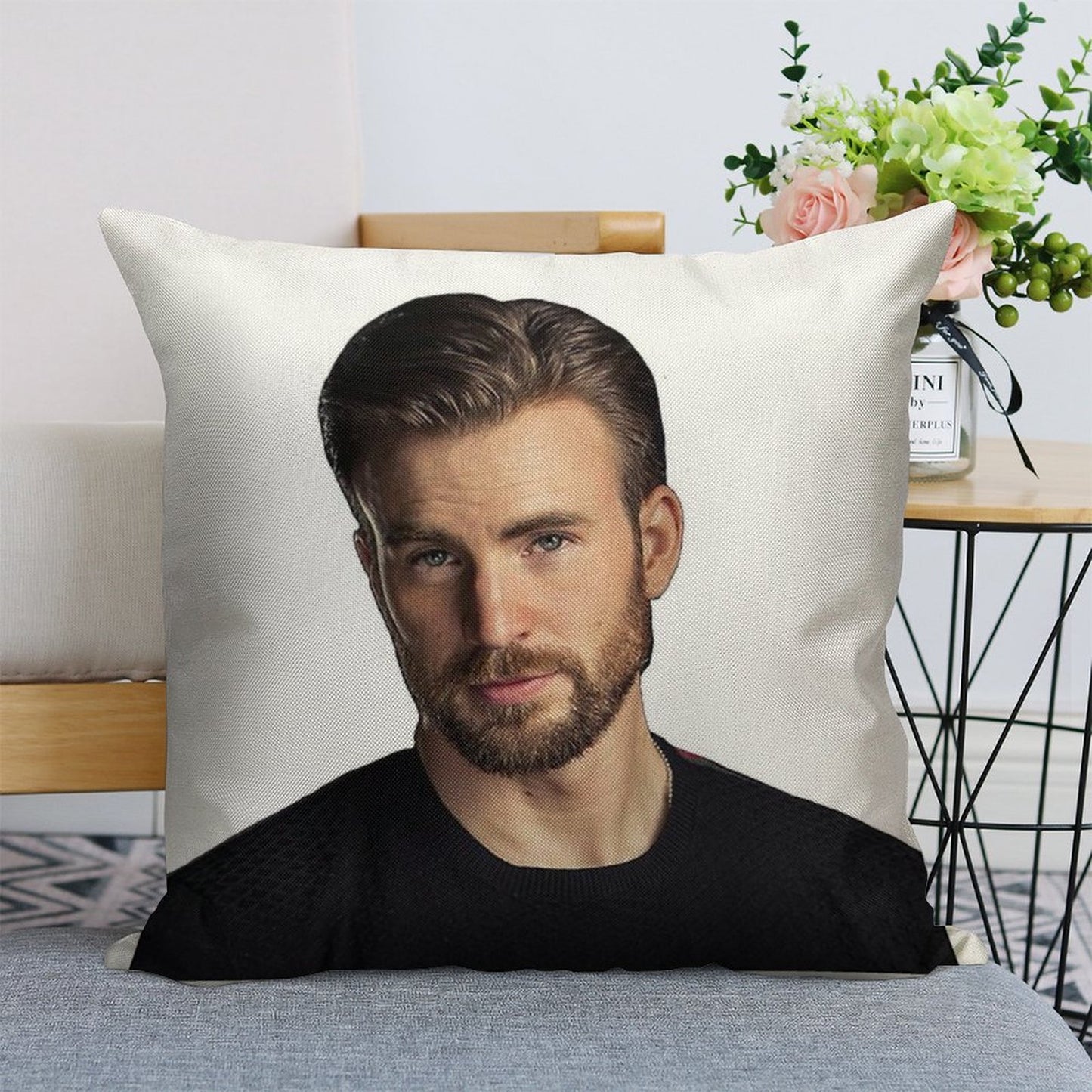 Chris Evans Being Hot Linen Throw Pillow Cover