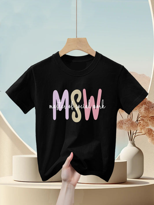 MSW Appreciation Social Worker Graduation Master's Degree Kids T-Shirt