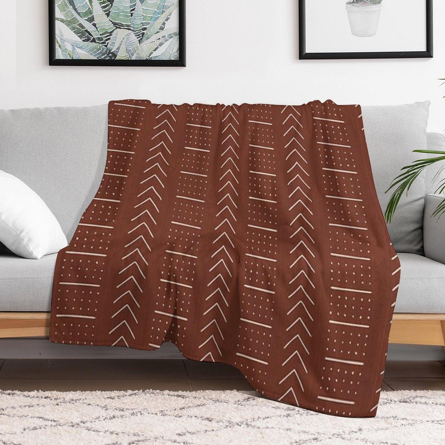 Rust Mud Cloth 1 Throw Blanket