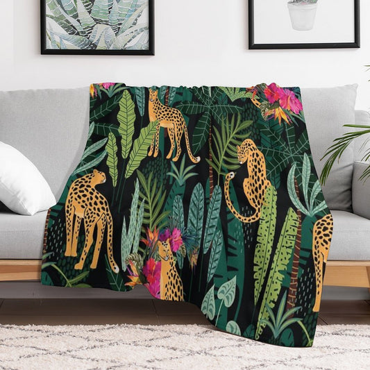 Tropical Cheetah Print Throw Blanket