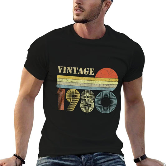 1980 40th Birthday Gift Vintage Retro Men Women 40 Years Old Cotton T-Shirt