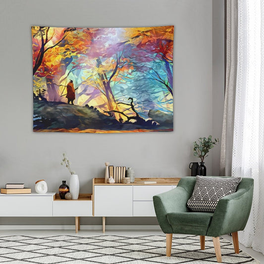 A Wolf in The Colorful Forest Tapestry