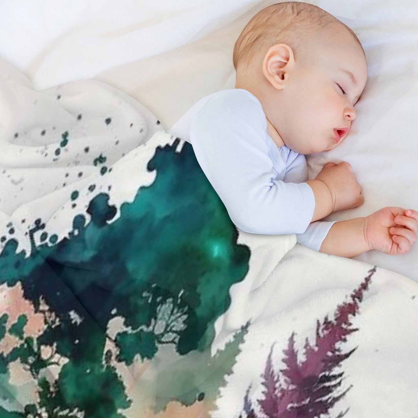 Colorful Forest Watercolor Painting Throw Blanket